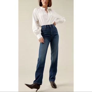 Levi’s Premium 70’s High Rise Slim Straight Jeans Standing Steady Dark Wash NEW